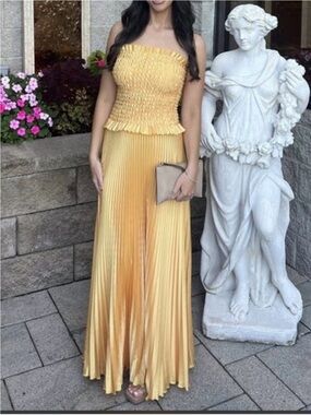 L'IDEE Maya Gown Strapless Pleated Maxi Dress  AU12/US8